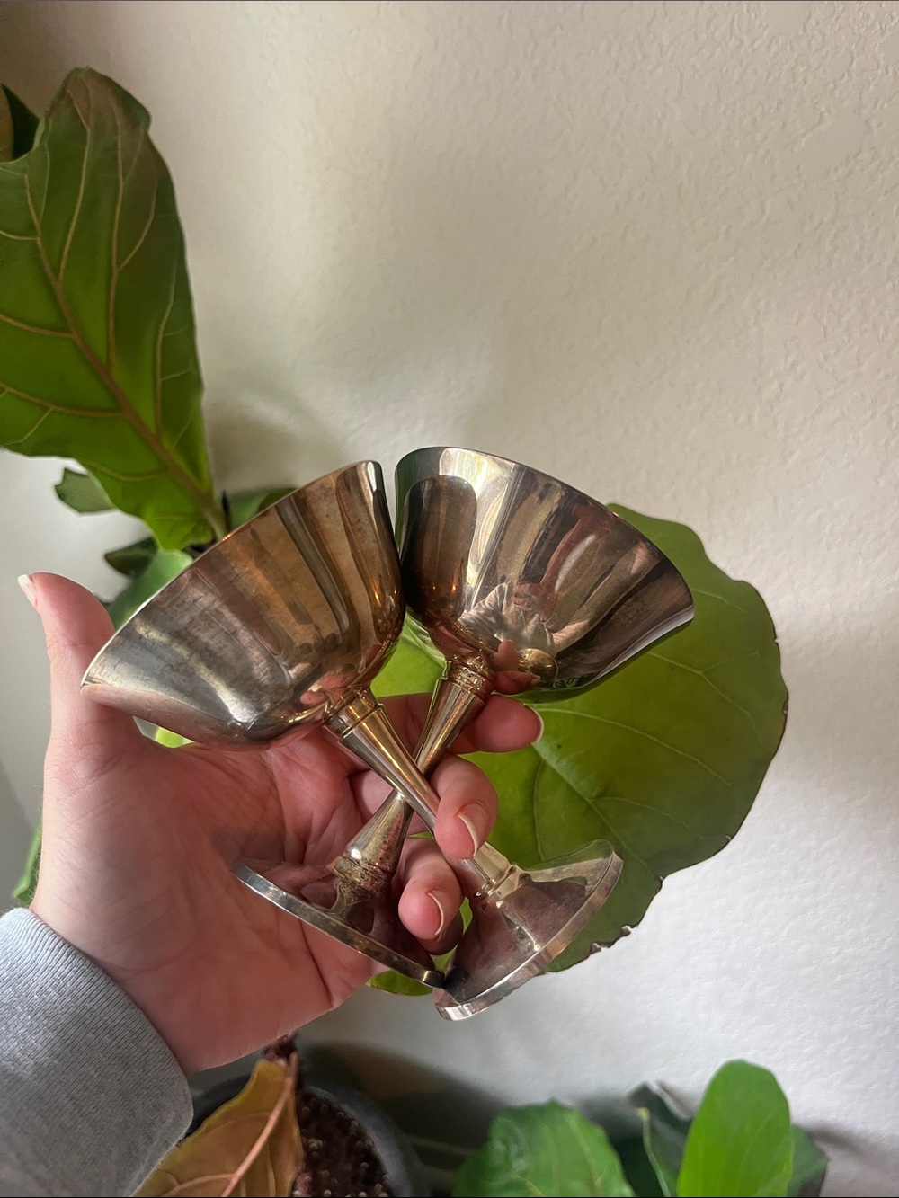 Vintage Salem, silver plate wine goblets made in Portugal